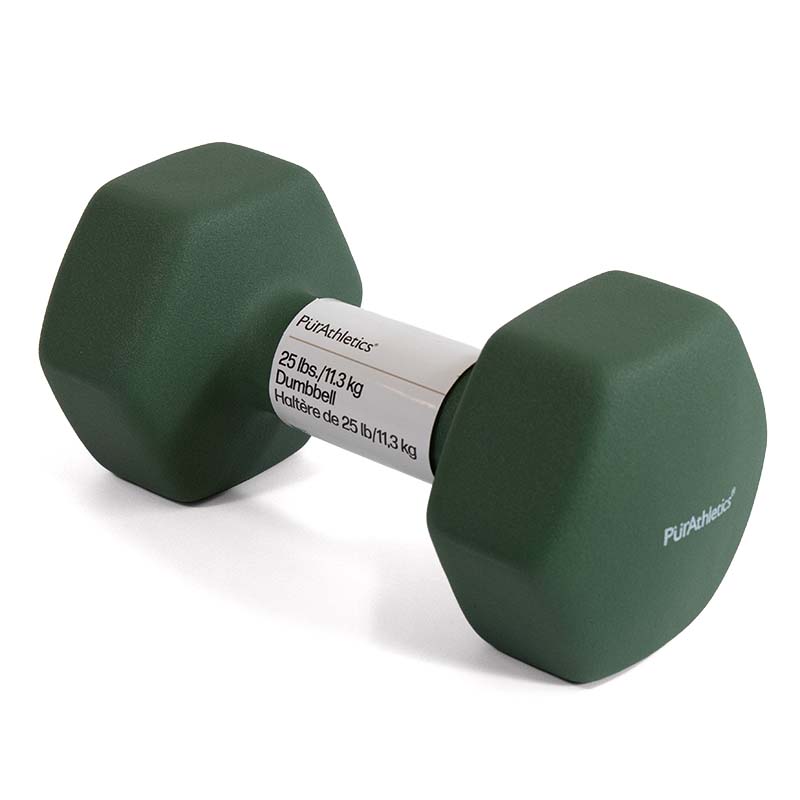 25 lb/11.3 kg Dumbbell Forest Green with Label