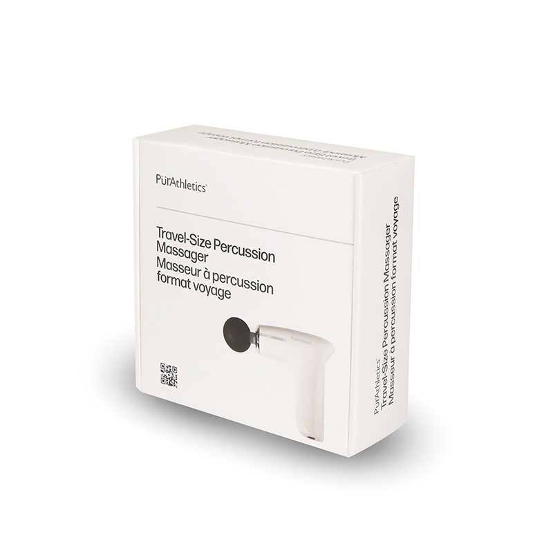 Travel Size Percussion Massager in a white background inside carton