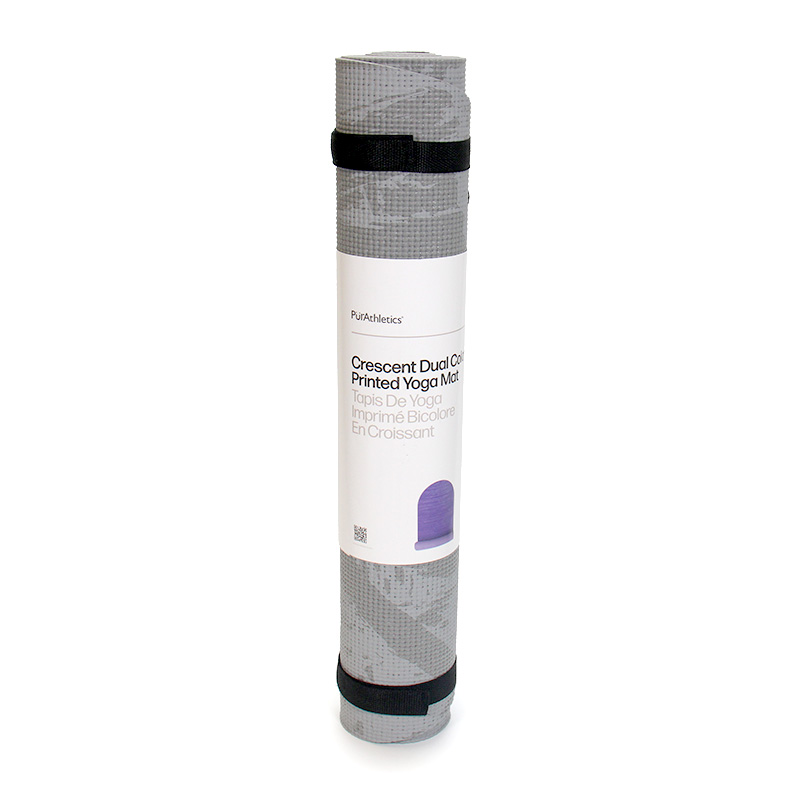 Crescent Dual Color Printed Yoga Mat rolled up-Gray